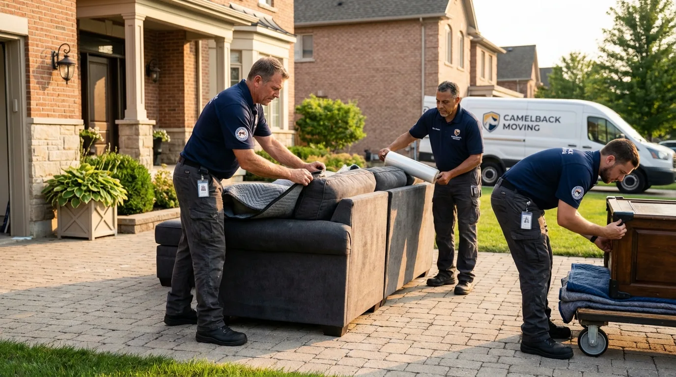 Large estate moving crew wrapping furniture in Estacada, OR